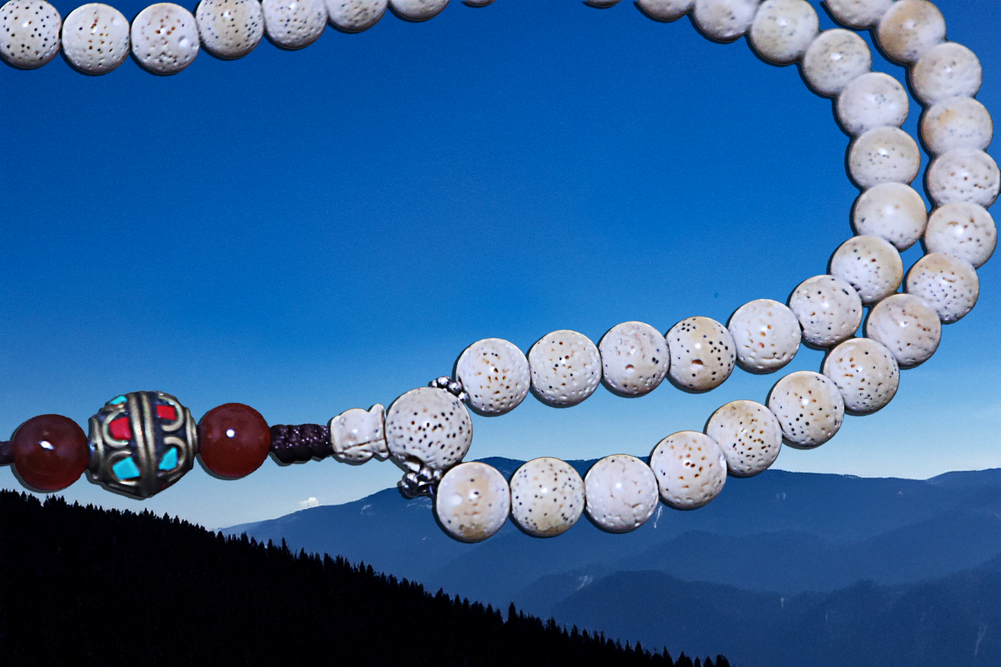 Weiße Lotus‑Mala — Handgefertigte 108‑Perlen‑Kette (Premium)