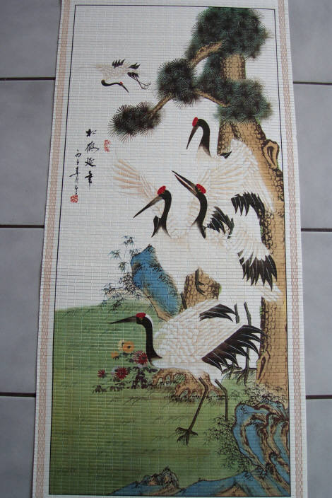 Chines. Rollbild ''Kraniche unter Kiefer''