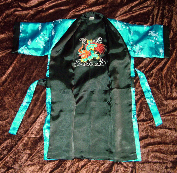Tradit. chines. Kimono - blau - Satin