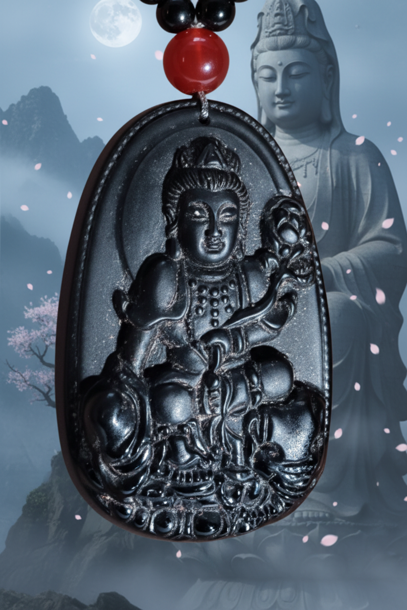 Amulett Makro – Mondlicht & Bergguanyin