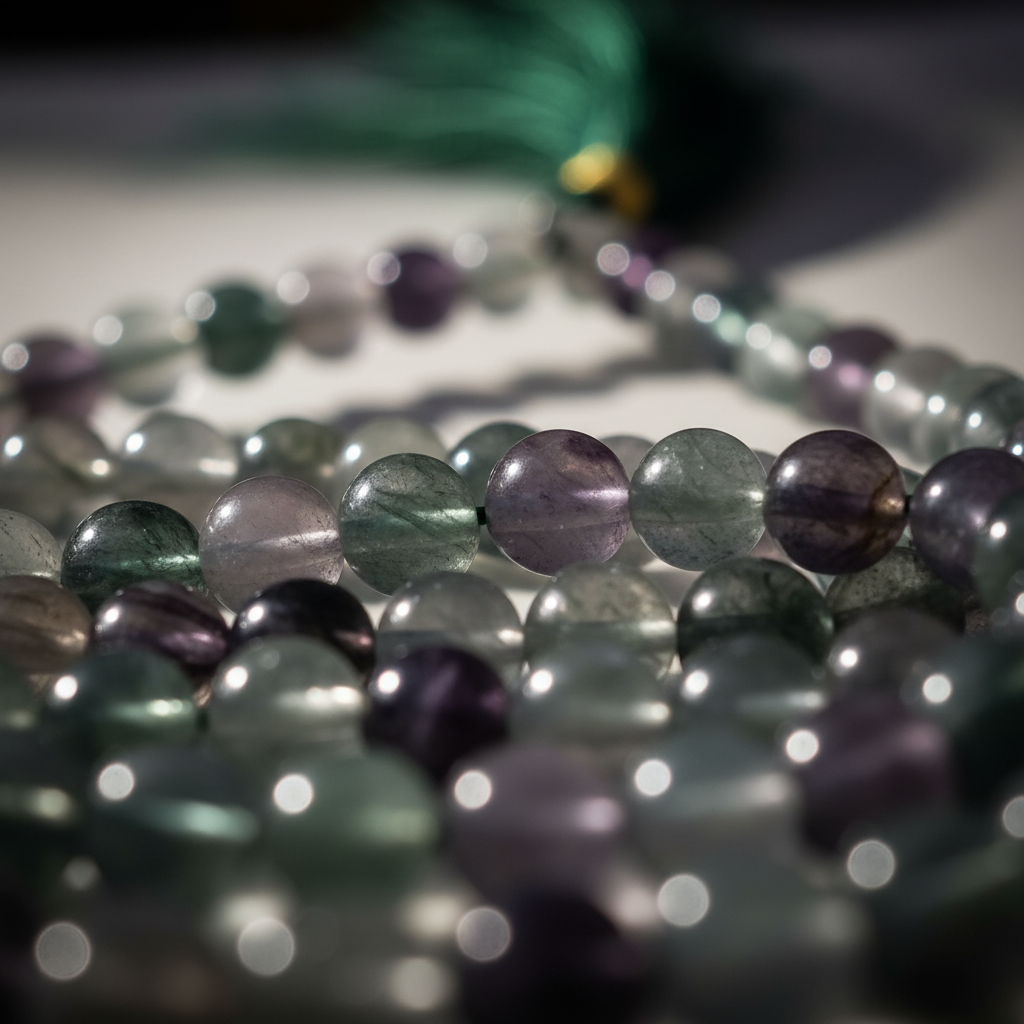 Fluorit Mala – Perlen Detail