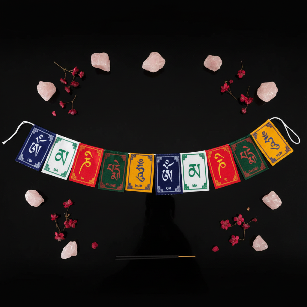 Gebetsfahnen – Black Lacquer Flat Lay