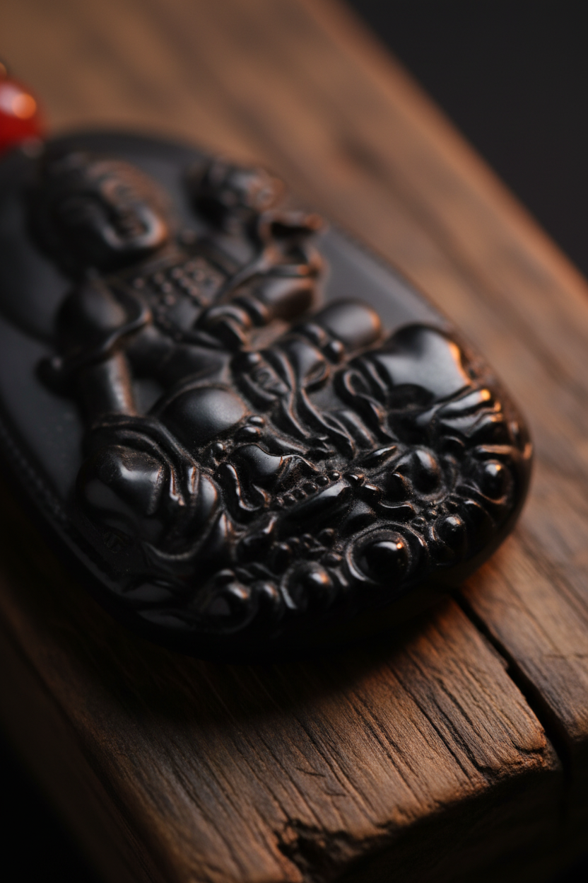 Guanyin Lotus-Sockel Makro – Amber Licht